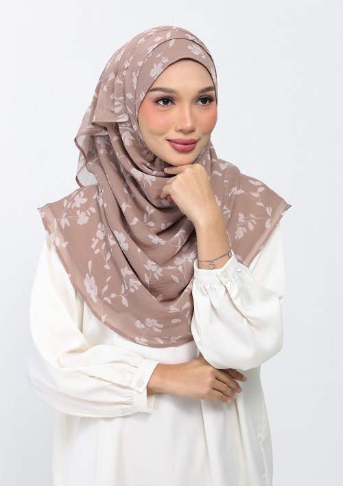 Sakina Beige-Printed Plus Crinkled Chiffon
