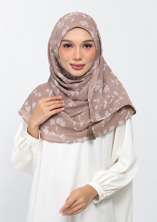 Sakina Beige-Printed Plus Crinkled Chiffon