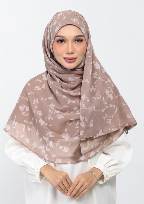 Sakina Beige-Printed Plus Crinkled Chiffon