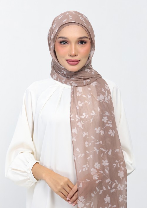Sakina Beige-Printed Plus Crinkled Chiffon