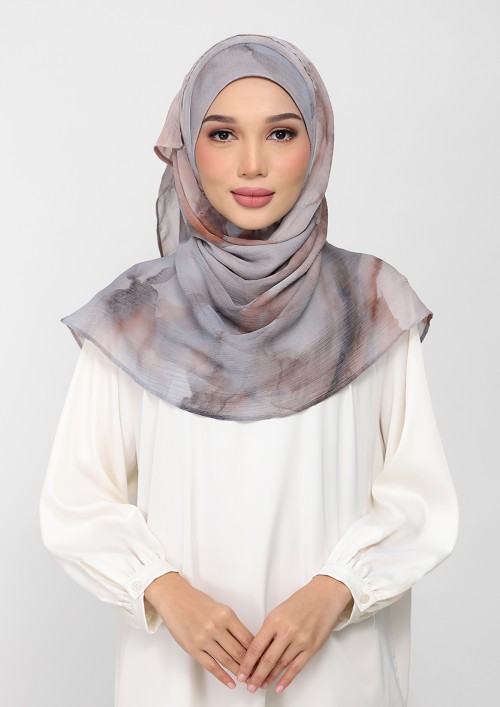 Golden Dew-Printed Plus Crinkled Chiffon