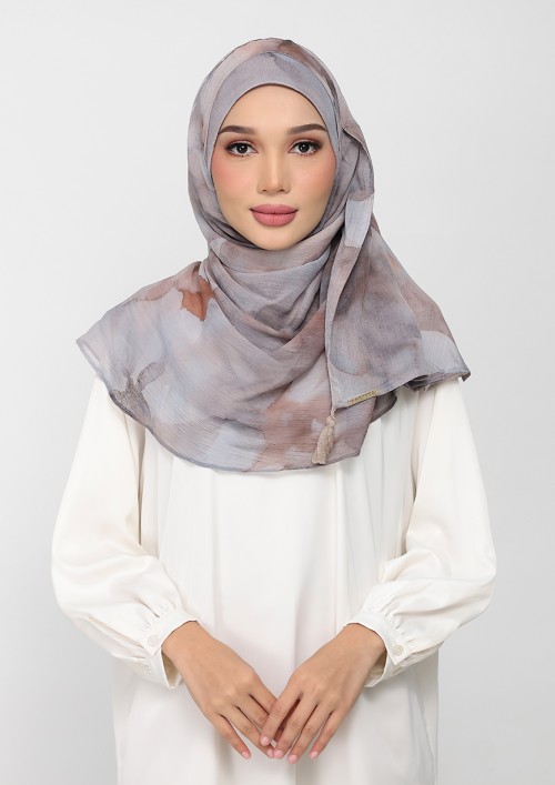 Golden Dew-Printed Plus Crinkled Chiffon