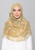 Golden Ikat-Printed Plus Crinkled Chiffon