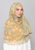 Golden Ikat-Printed Plus Crinkled Chiffon