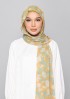 Golden Ikat-Printed Plus Crinkled Chiffon