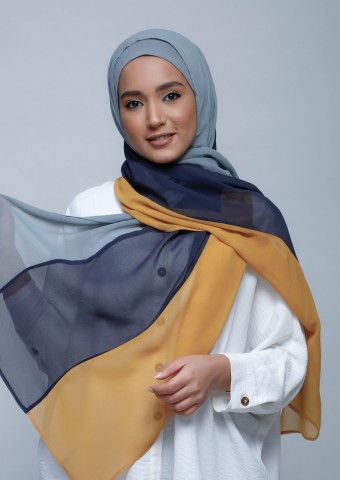 GrayNavyMustard-Freestyle with Inner-Plain Crepe Chiffon