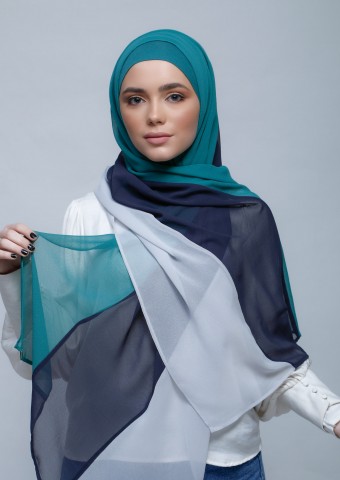 GreenNavySilver-Freestyle with Inner-Plain Crepe Chiffon