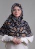 Hassan II Black-Printed Plus Crinkled Chiffon With Foil