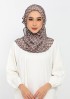 Hearts beige-Printed Plus Crinkled Chiffon