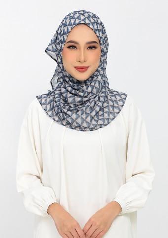 Hearts denim-Printed Plus Crinkled Chiffon