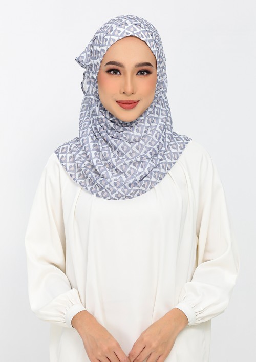 Hearts gray -Printed Plus Crinkled Chiffon