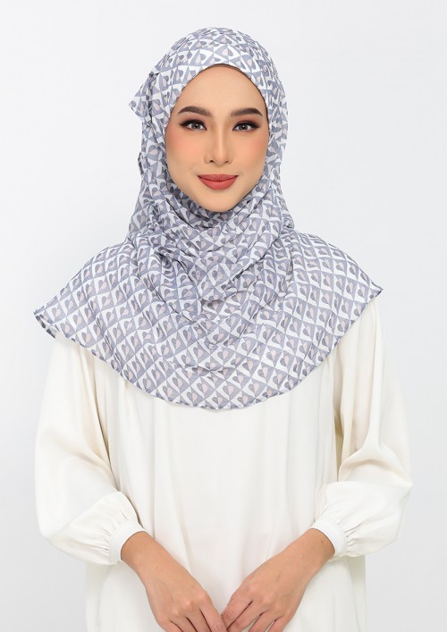 Hearts gray -Printed Plus Crinkled Chiffon