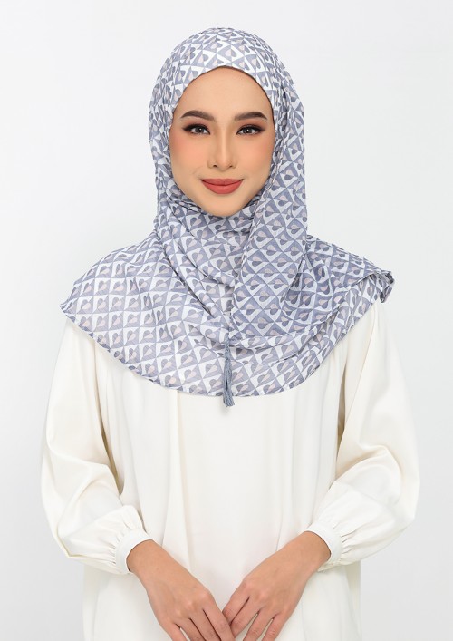 Hearts gray -Printed Plus Crinkled Chiffon