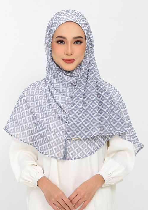 Hearts gray -Printed Plus Crinkled Chiffon