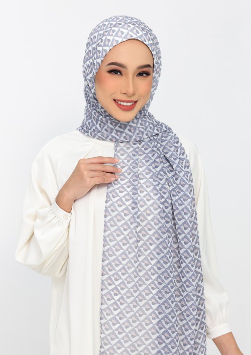 Hearts gray -Printed Plus Crinkled Chiffon