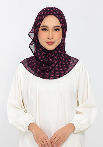 Hearts mulberry-Printed Plus Crinkled Chiffon