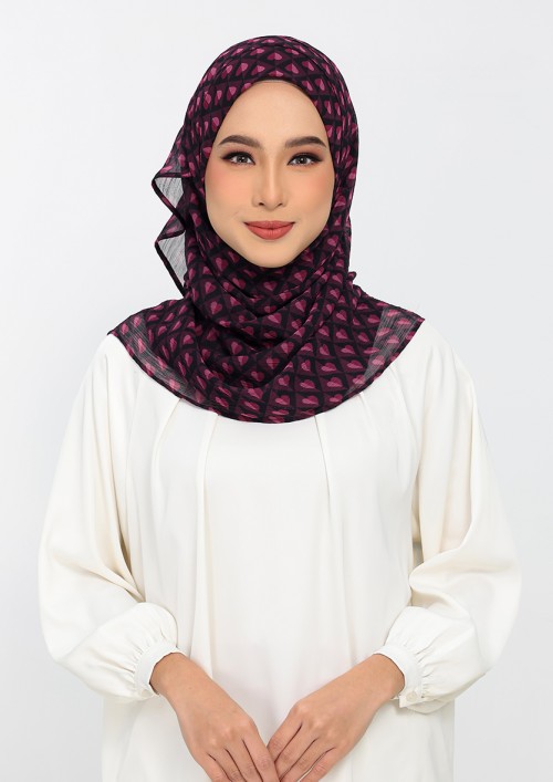 Hearts mulberry-Printed Plus Crinkled Chiffon