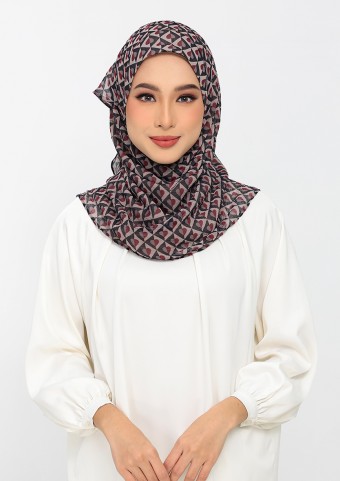 Hearts red black -Printed Plus Crinkled Chiffon