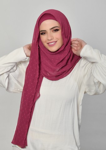 Hot Pink-Posh/Vogue-Plain Mosaic Butti Chiffon
