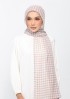 Houndstooth Beige-Printed Plus Crinkled Chiffon