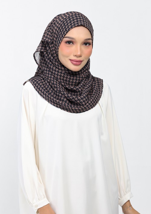 Houndstooth Black - Printed Plus Crinkled Chiffon