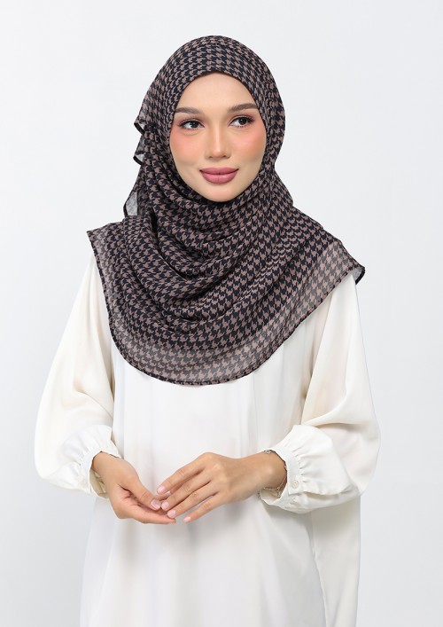 Houndstooth Black - Printed Plus Crinkled Chiffon