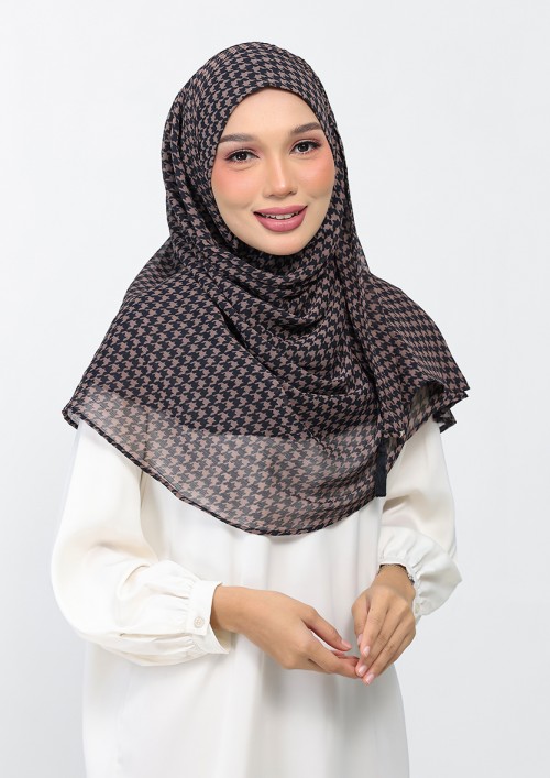 Houndstooth Black - Printed Plus Crinkled Chiffon