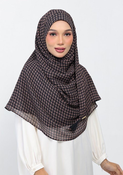Houndstooth Black - Printed Plus Crinkled Chiffon