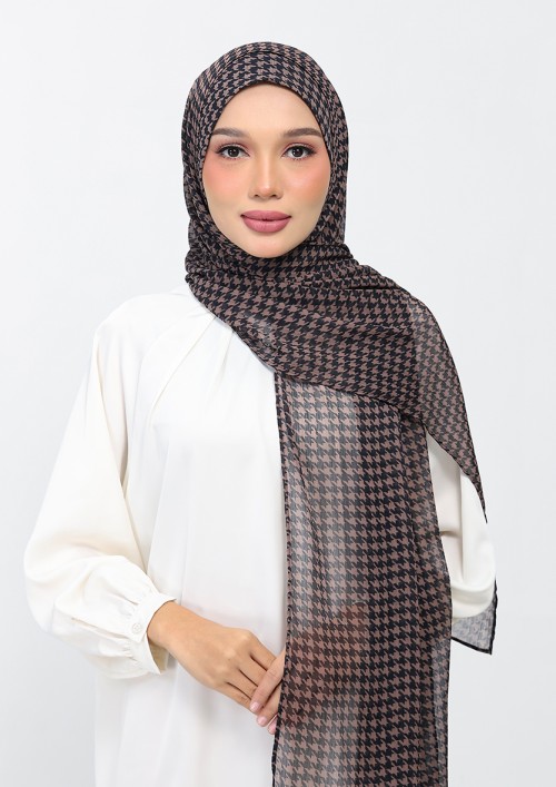 Houndstooth Black - Printed Plus Crinkled Chiffon