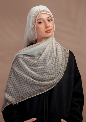 Keffiyeh Beige-Printed Plus Woven Modal
