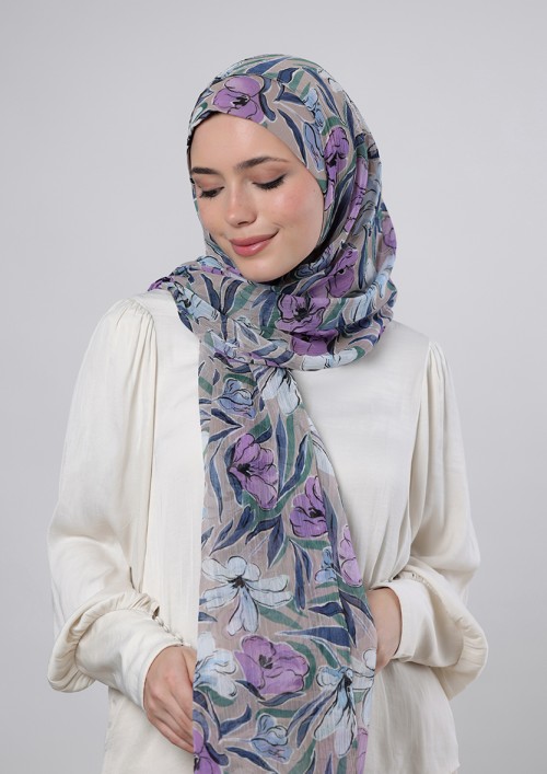 Lavender Dreams - Printed Crinckled Chiffon (NEW STYLE)