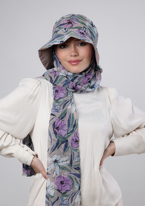 Lavender Dreams - Bucket Hat Printed Crinckled Chiffon