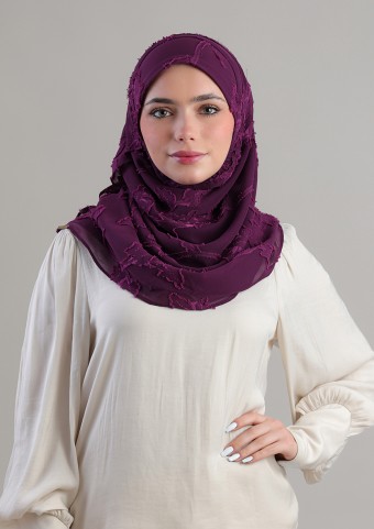 Grape Leaves-Plain Jacquard Chiffon