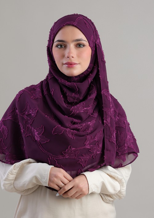 Grape Leaves-Plain Jacquard Chiffon