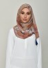 Lilies Beige-Printed Crinkled Chiffon