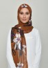 Lilies Caramel-Printed Crinkled Chiffon