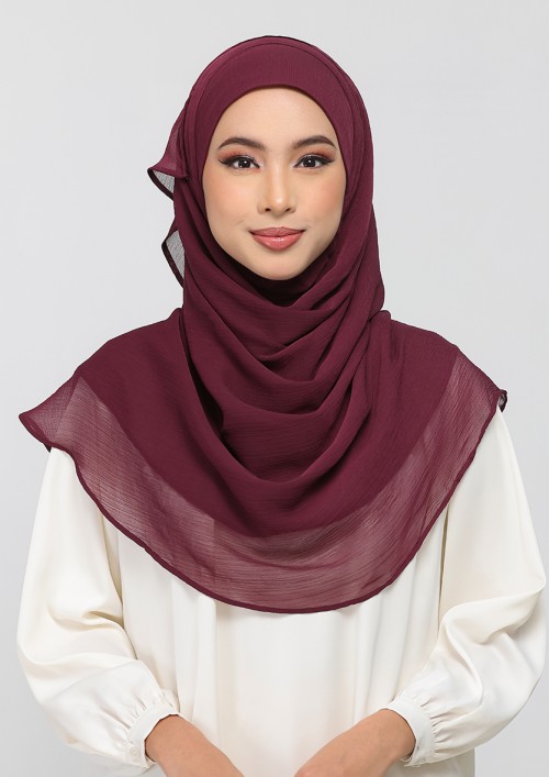 Rouge-Plain Crinkled Chiffon