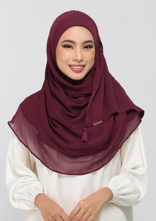Rouge-Plain Crinkled Chiffon