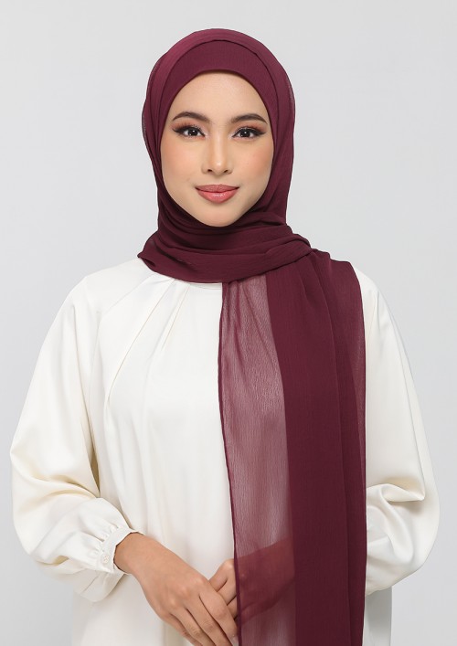 Rouge-Plain Crinkled Chiffon