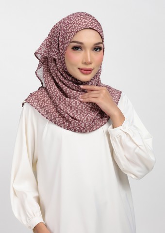 Maison B Burgundy -printed plus crinkled chiffon