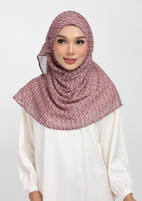 Maison B Burgundy -printed plus crinkled chiffon