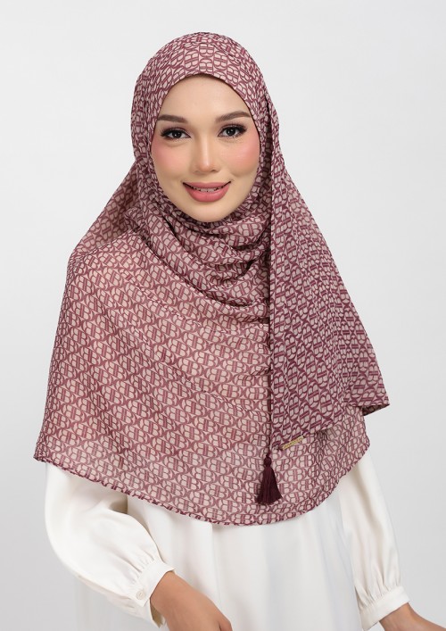 Maison B Burgundy -printed plus crinkled chiffon