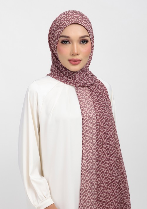 Maison B Burgundy -printed plus crinkled chiffon