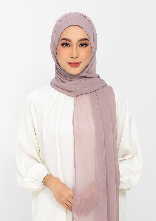 Mauve gray-Plain Crinkled Chiffon