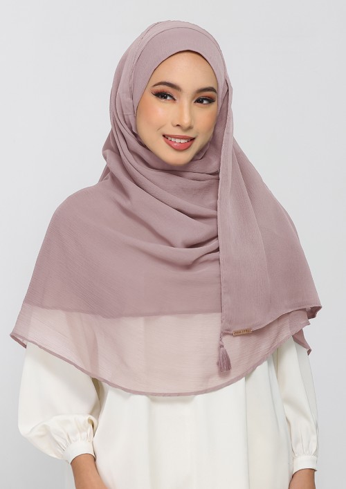 Mauve gray-Plain Crinkled Chiffon