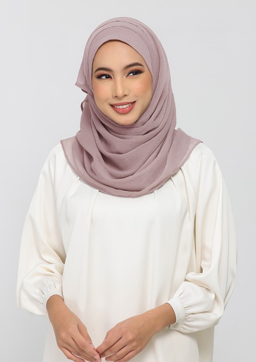 Mauve gray-Plain Crinkled Chiffon