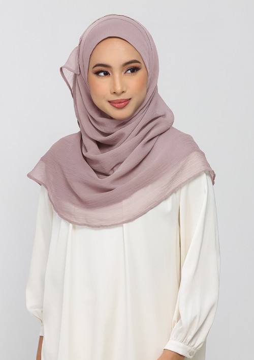 Mauve gray-Plain Crinkled Chiffon