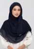 Midnight Navy - Plain Crinkled Chiffon