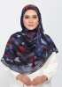 Molten Blues-Printed Plus Crinkled Chiffon