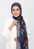 Molten Blues-Printed Plus Crinkled Chiffon